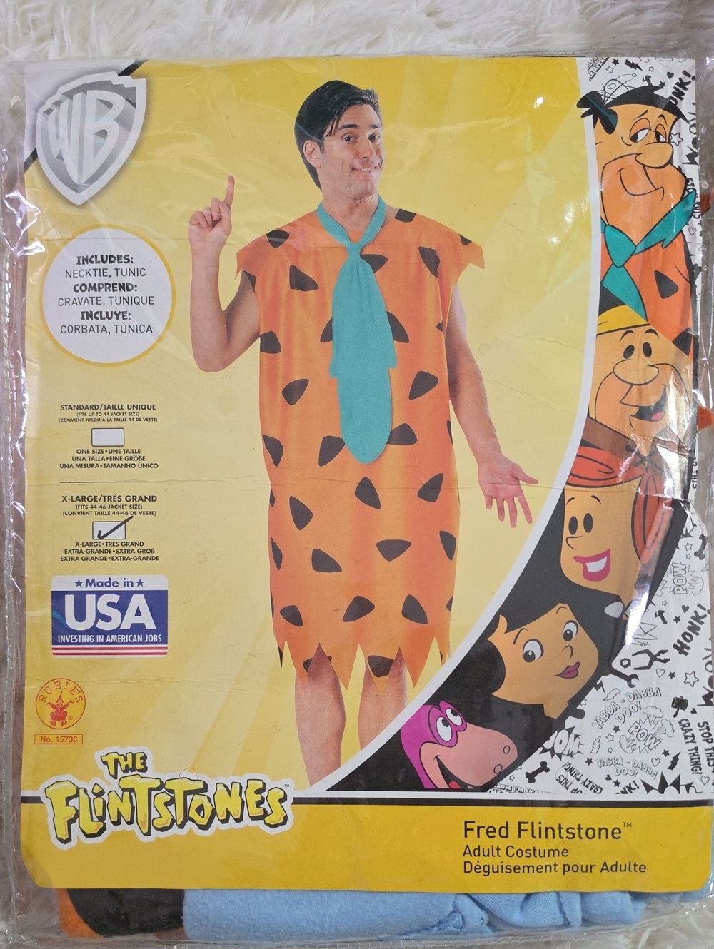 Warner Bros. Fred Flintstone Orange Tunic with Teal Neck Tie